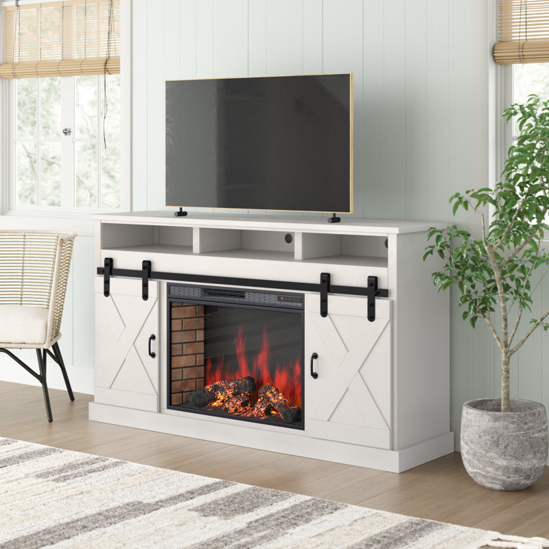 Hungerford 66 Fully Assembled TV Stand with Electric Fireplace, Fits TVs up to 70