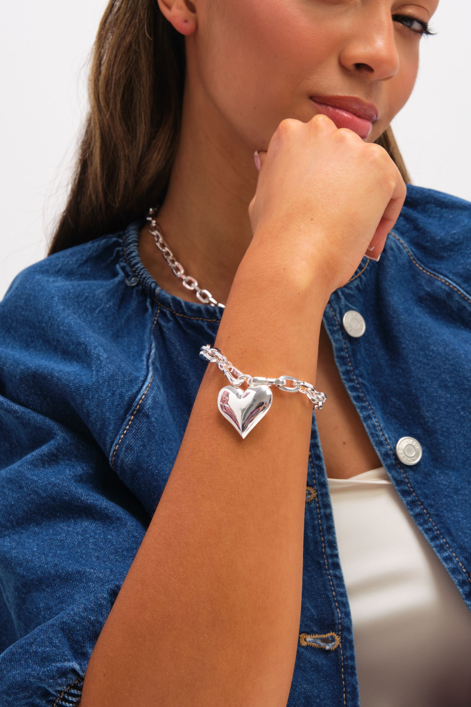 Mood Silver Plated Polished Heart Bracelet