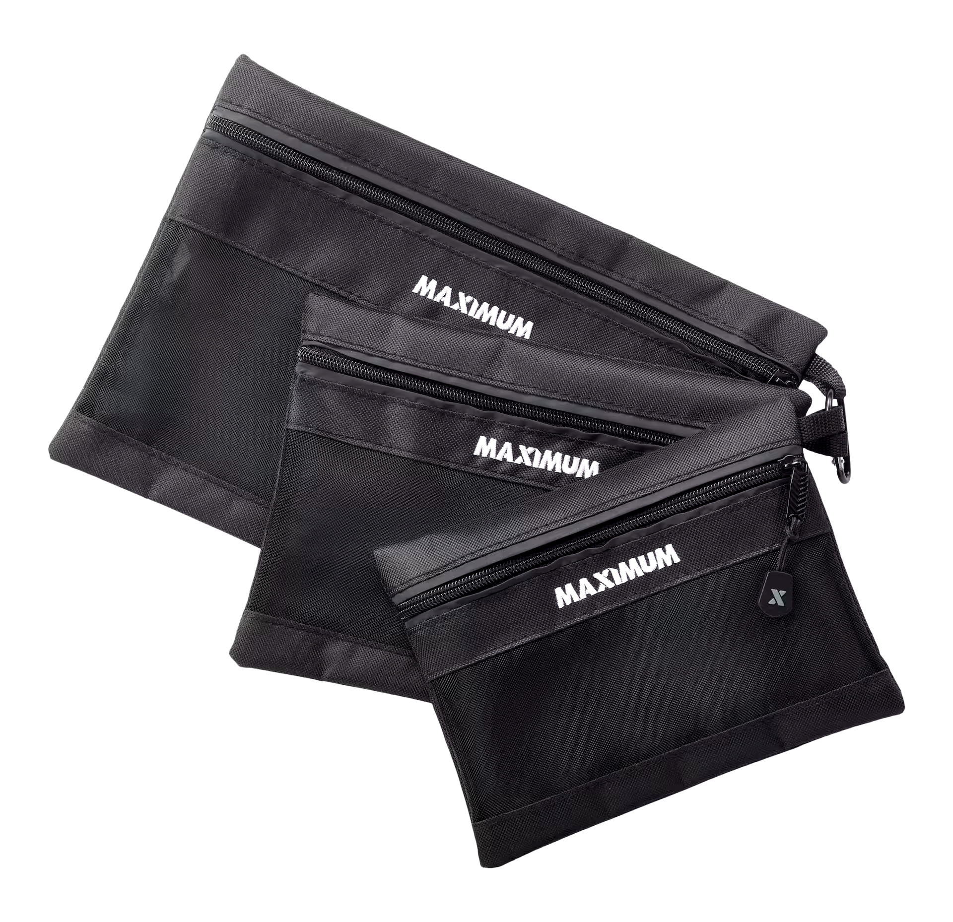 MAXIMUM Nylon Zipper Tool Pouch with High Visibility Trim, 3-pk