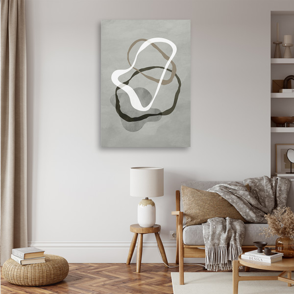 Feeby Obraz na płótnie, Abstrakcyjne szare linie boho 40x60