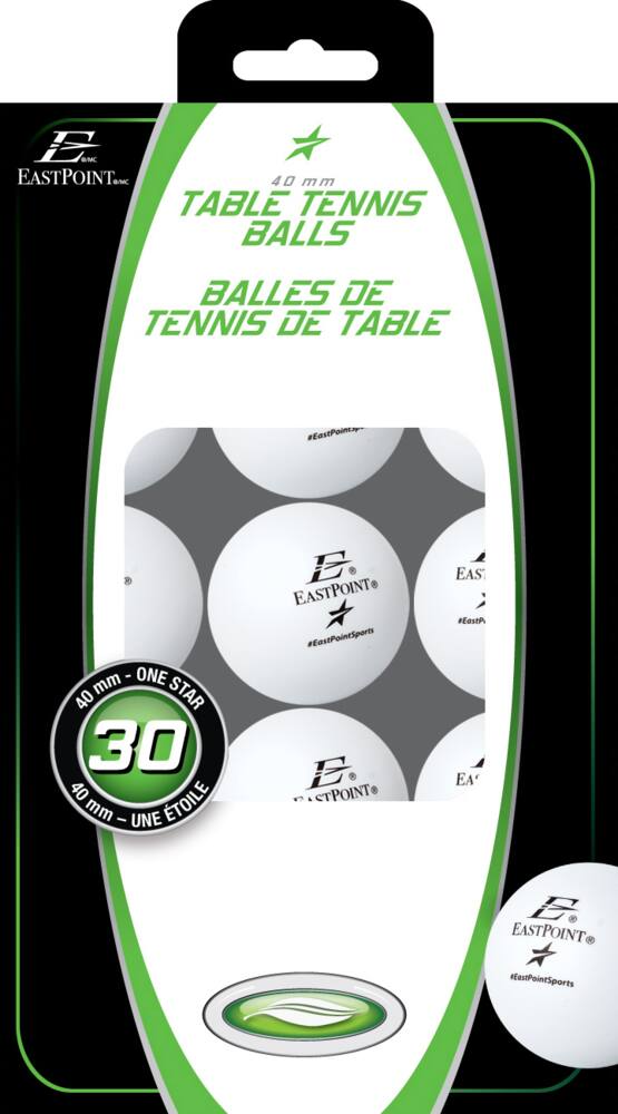 EastPoint1-Star Official Size Table Tennis/Ping Pong Balls, White, 30-pk