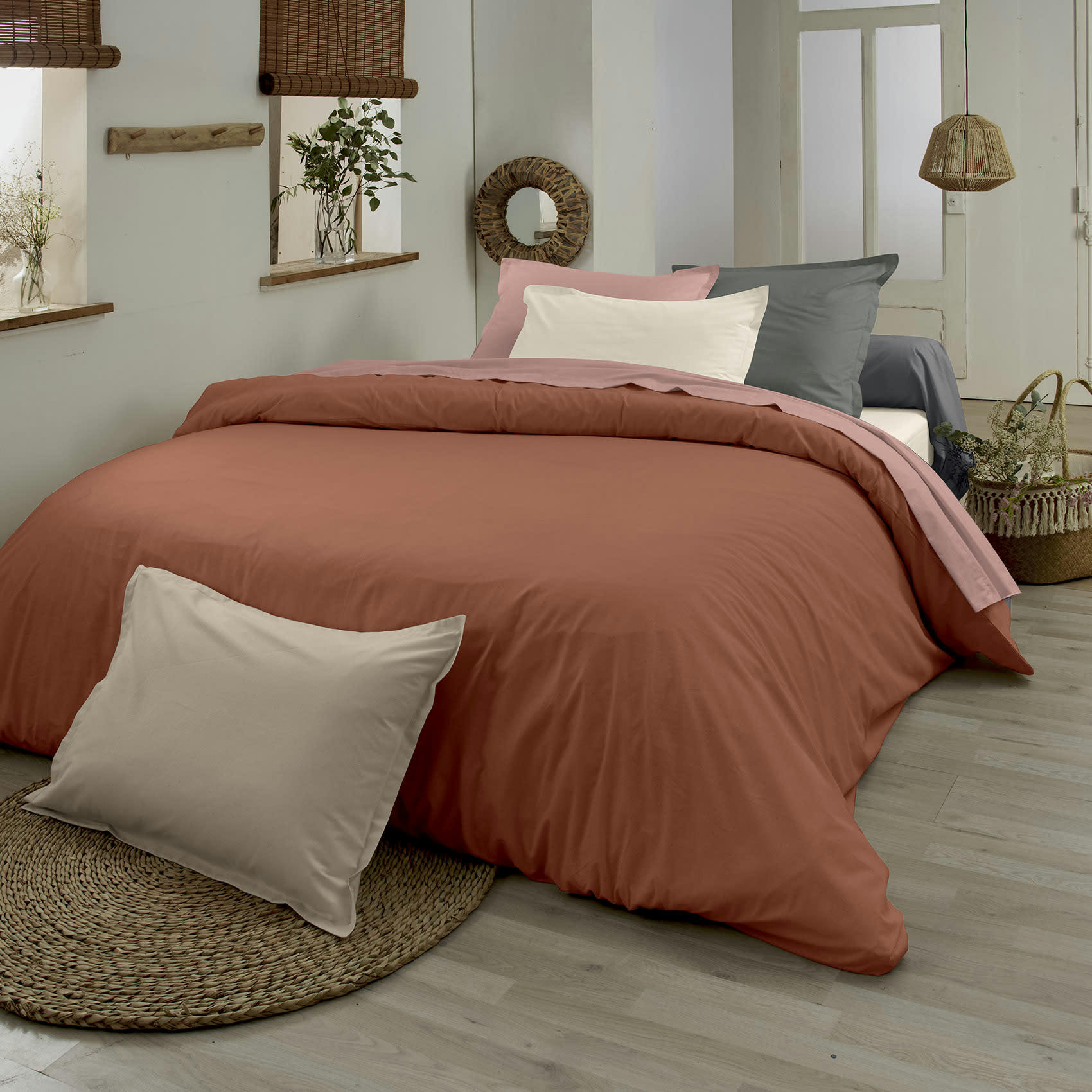 AUTHENTIQUE - Housse de couette en coton biologique terracotta 260x240 cm