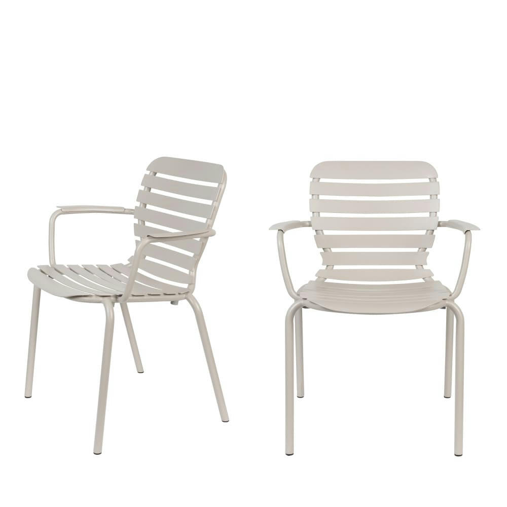 VONDEL - Lot de 2 fauteuils de jardin en métal beige