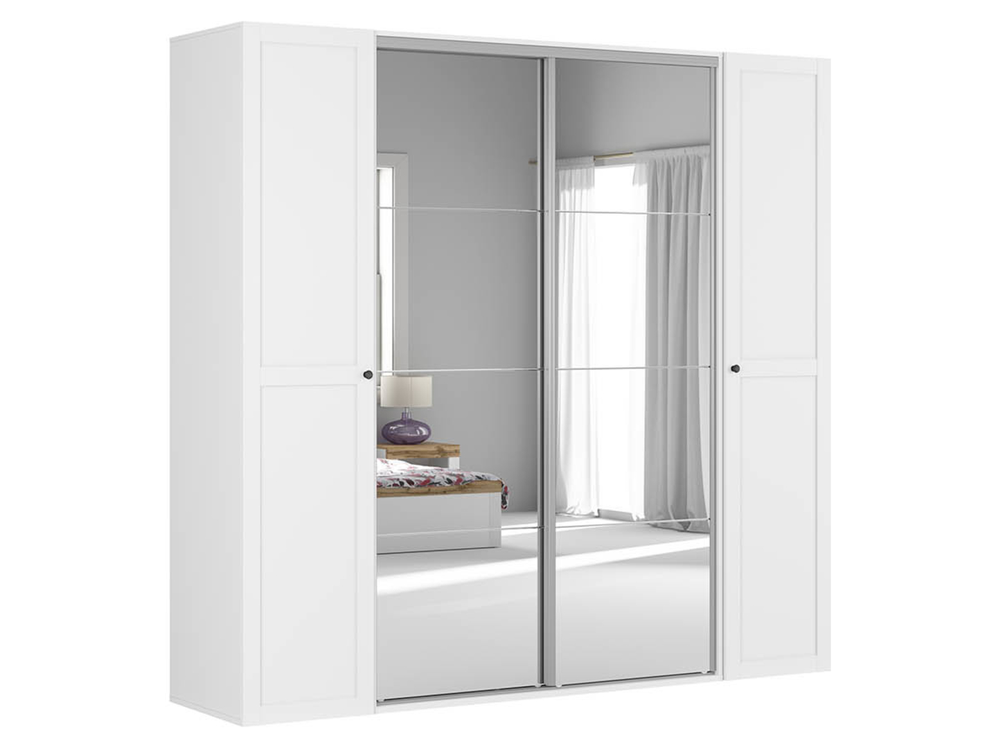 Szafa modułowa Flex 250 cm przesuwna z drzwiami i lustrem biała