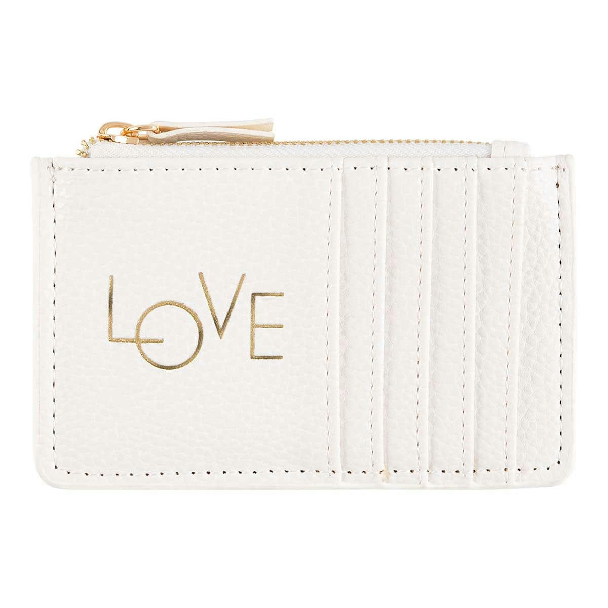 - Porte-cartes Zippé - Love - Blanc