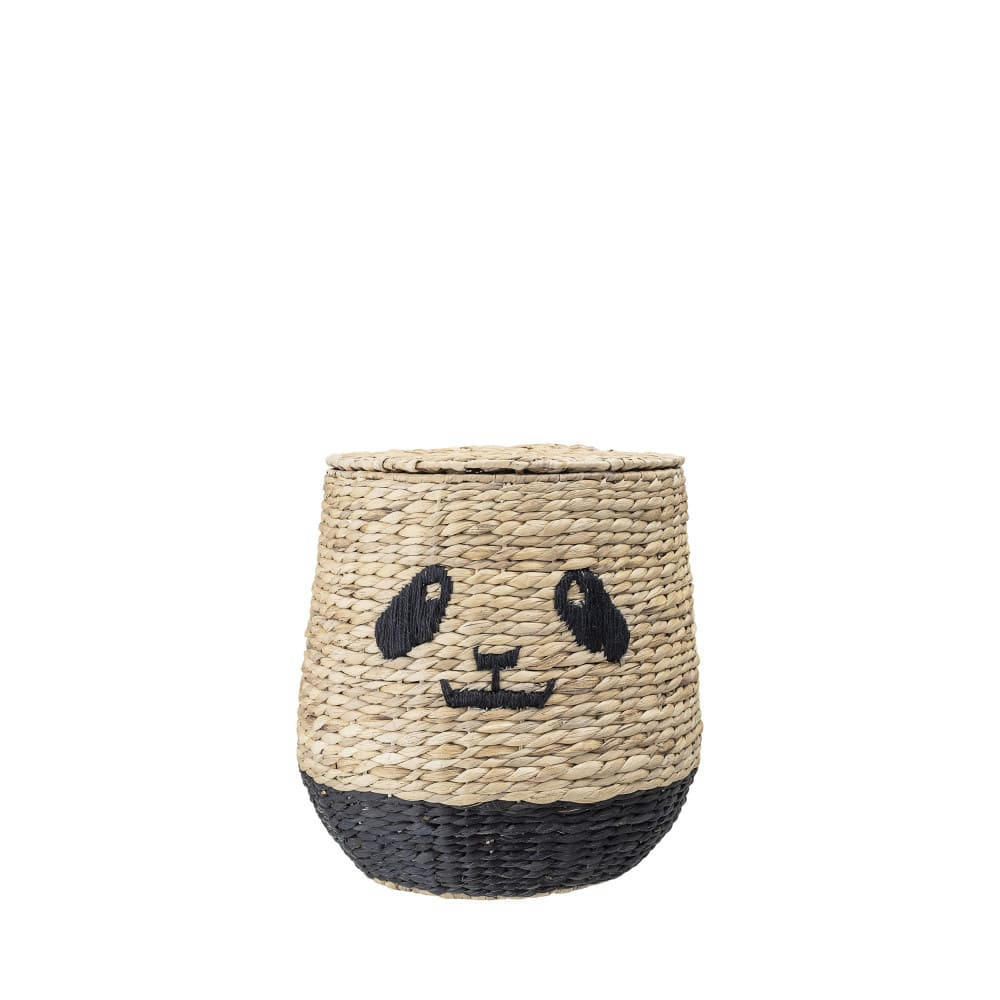 YOUL - Panier forme panda en jacinthe d'eau naturel