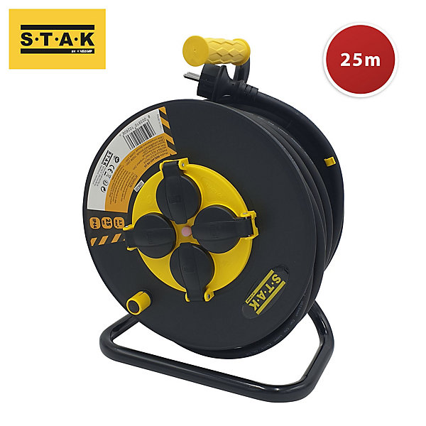 Enrouleur de chantier, 4 prises, 3G2.5, 25 mètres , NF, IP44