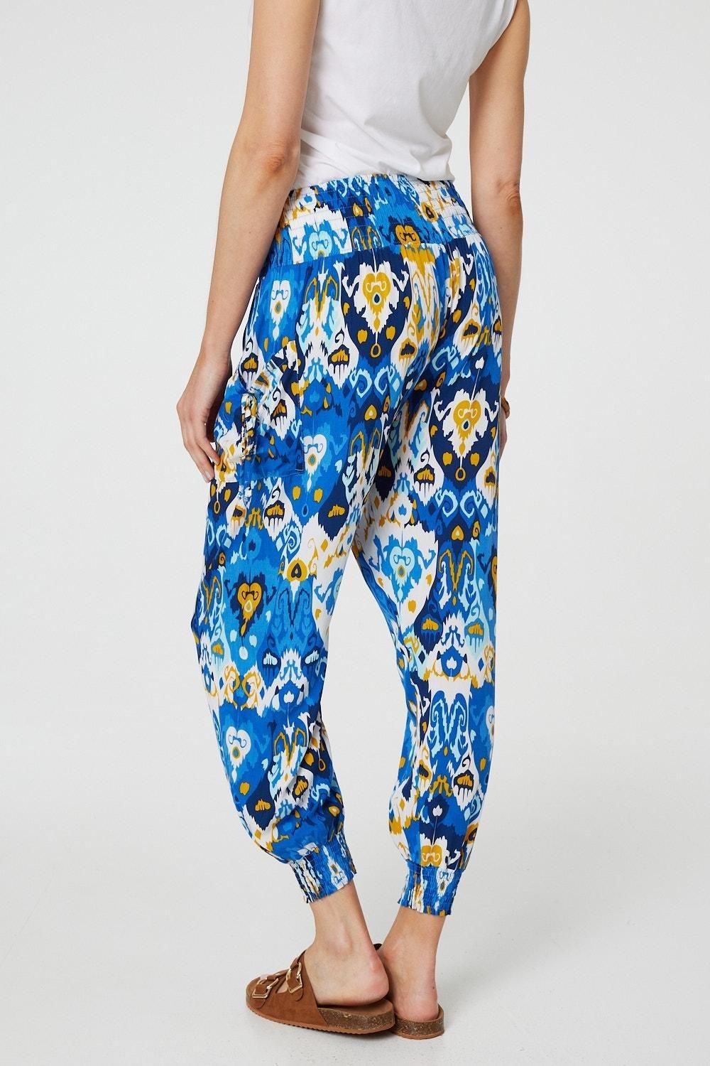Izabel London Printed High Waist Tapered Harem Pants