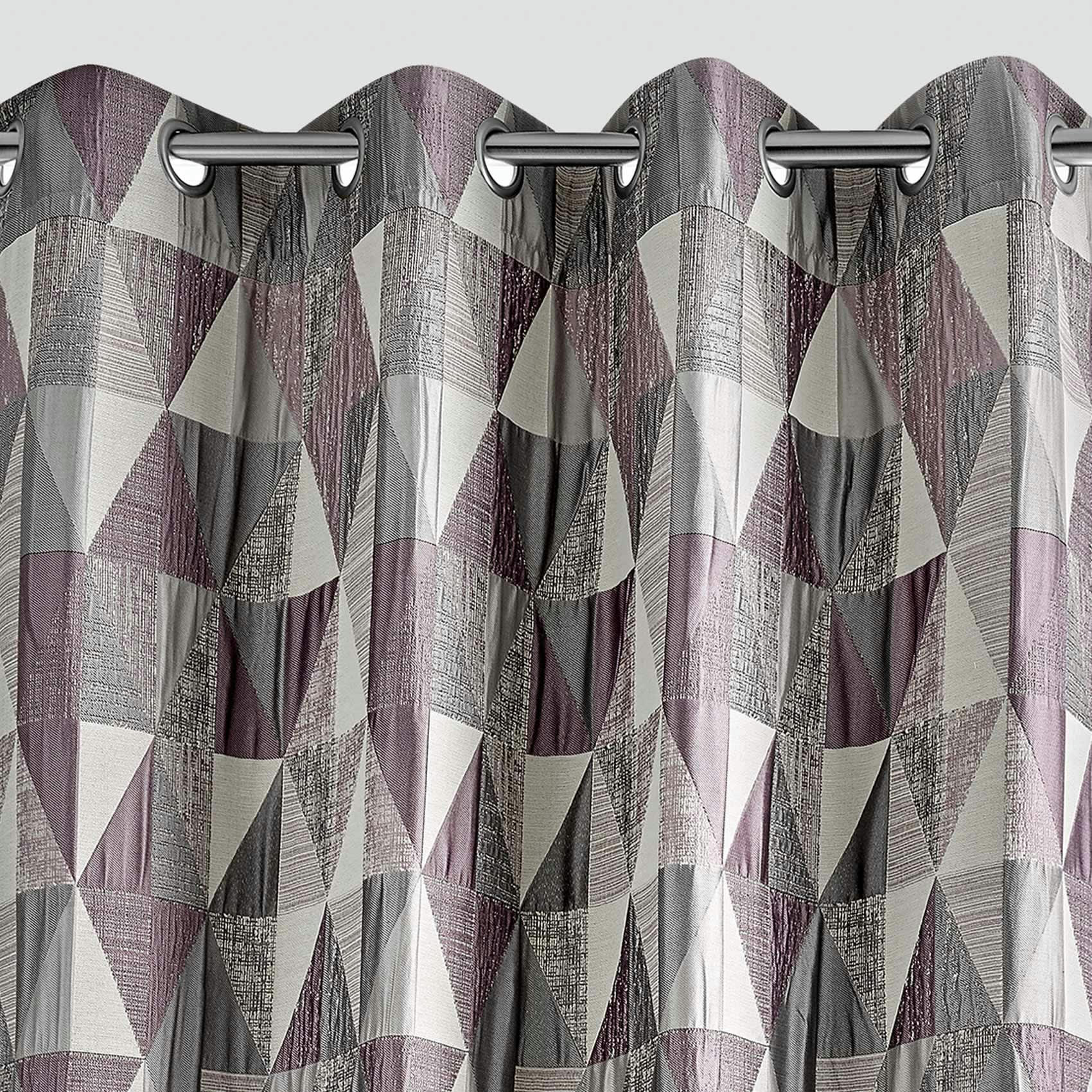 - Rideau design à motifs triangulaires jacquard rose boudoir 140x260 cm