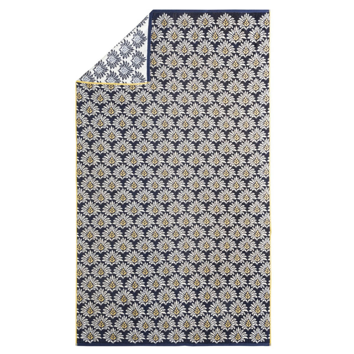 MAYA - Drap de plage en jacquard de coton bleu 100x180