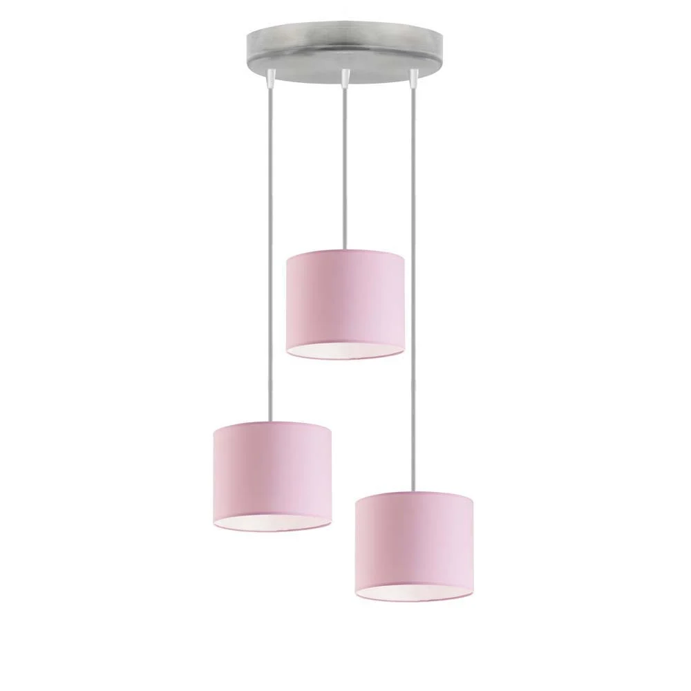 Lampa 3-punktowa PUEBLO loft Srebrny/ Jasny Różowy