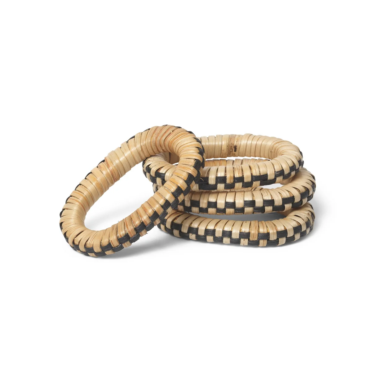 Ferm Living - Weave Serviettenringe, natur / schwarz (4er-Set)