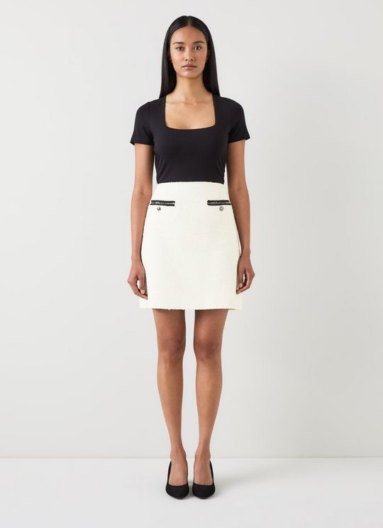 Charlie White Tweed Recycled Cotton Trim Skirt