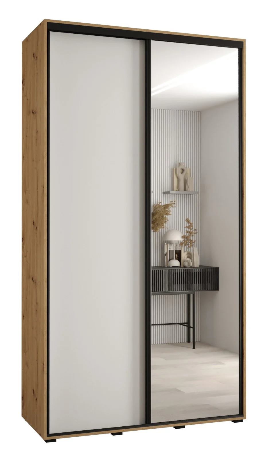 Szafa przesuwna 45 wysoka Davos 3 140 artisan biały czarny