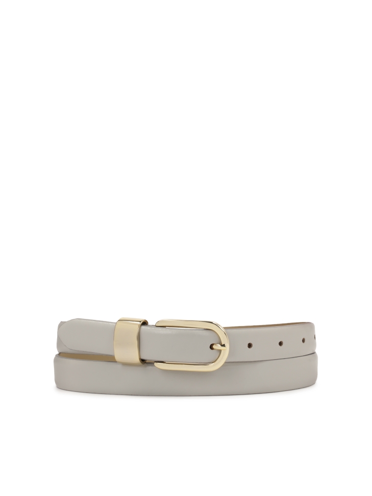 Grey smooth leather belt