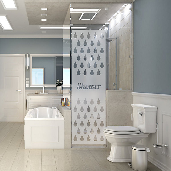 Film Fenêtre Anti Regard Occultant - SHOWER - Stickers Autocollant Brise-Vue pour Vitre &Porte de Douche - 185x55cm