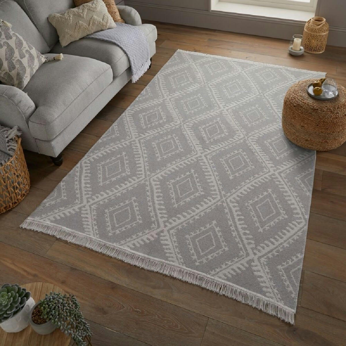 EXILA - Tapis moderne en coton recyclé beige 120x170 cm