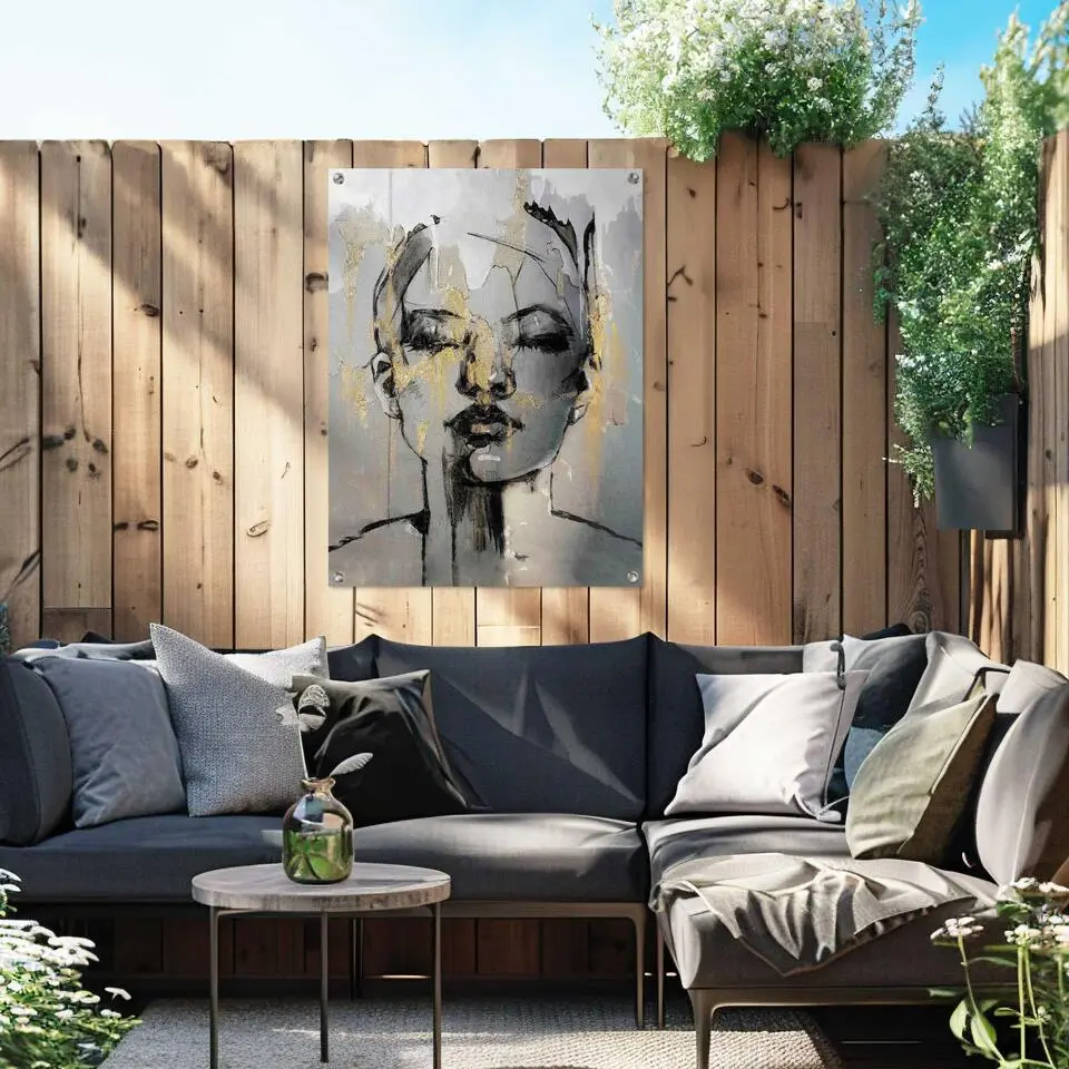 Tuinposter Golden Face - 80 x 60 - Goudkleurig