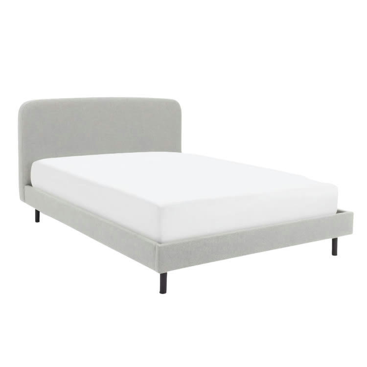 BESLEY - Lit   gris     tissu  140x200