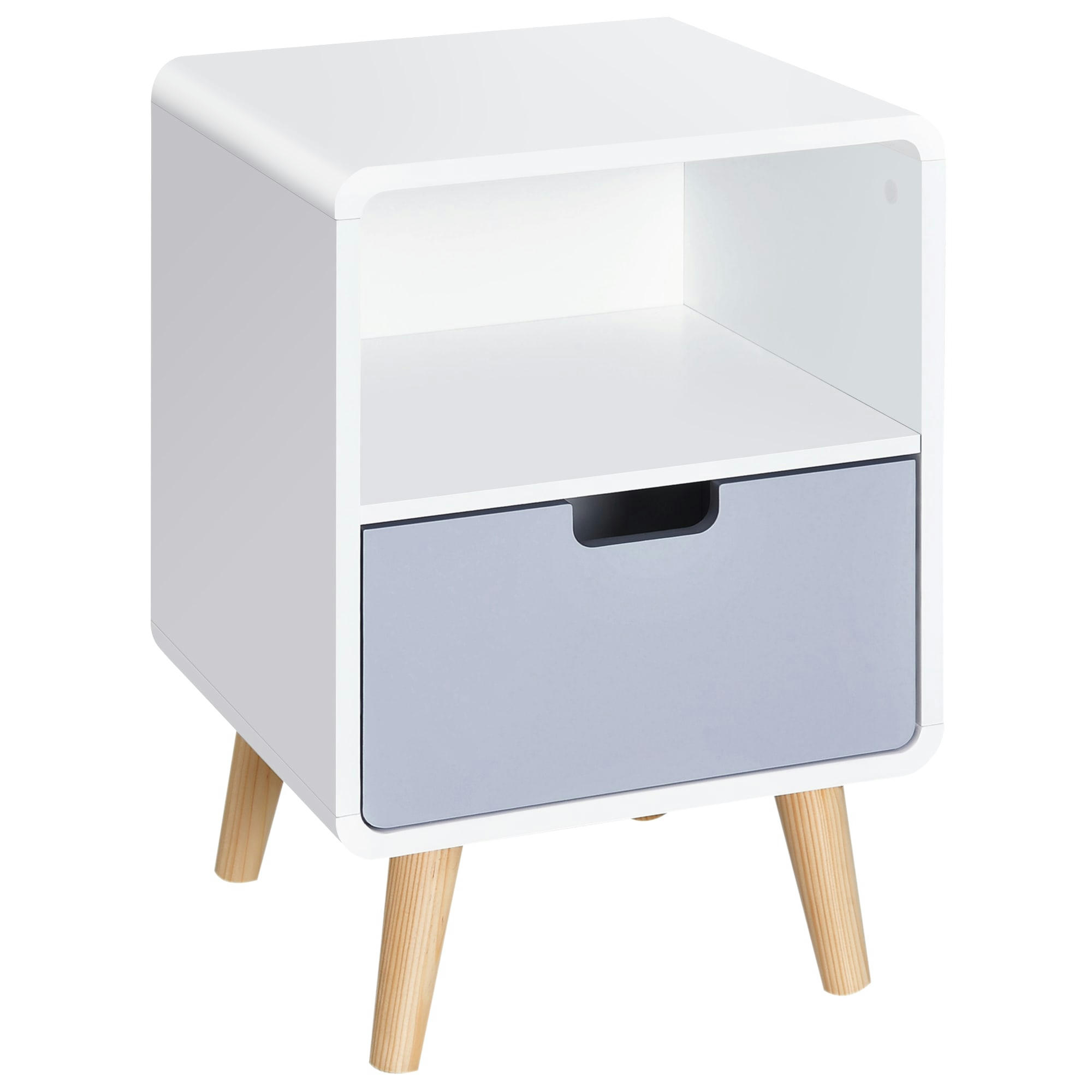 - Chevet design scandinave blanc bleu gris