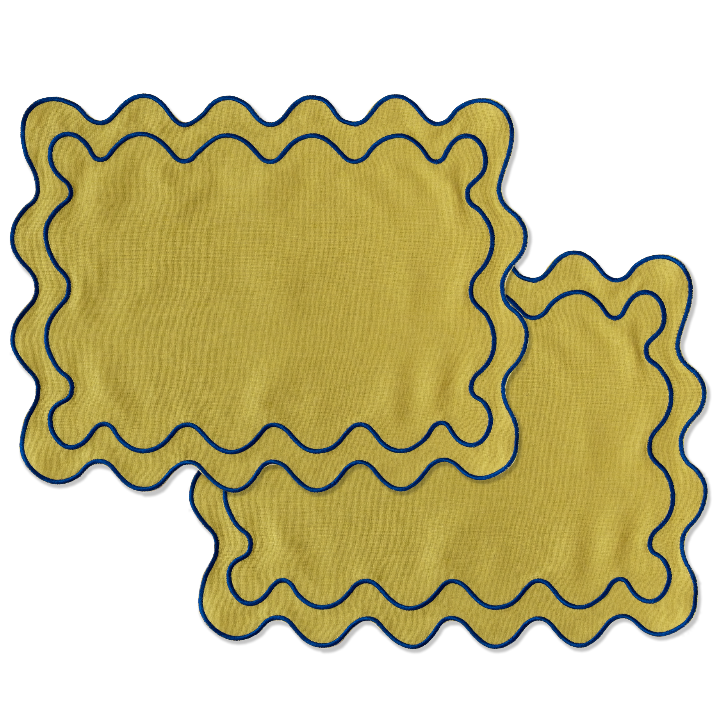 Kulu Club placemats Wavy - linnenmix - groen - set van 2