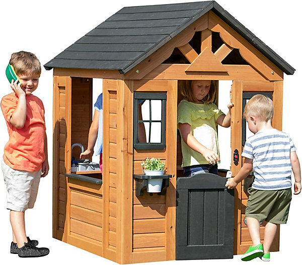 Maisonnette en Bois, Cabane Enfant Exterieur Bois avec Cuisine