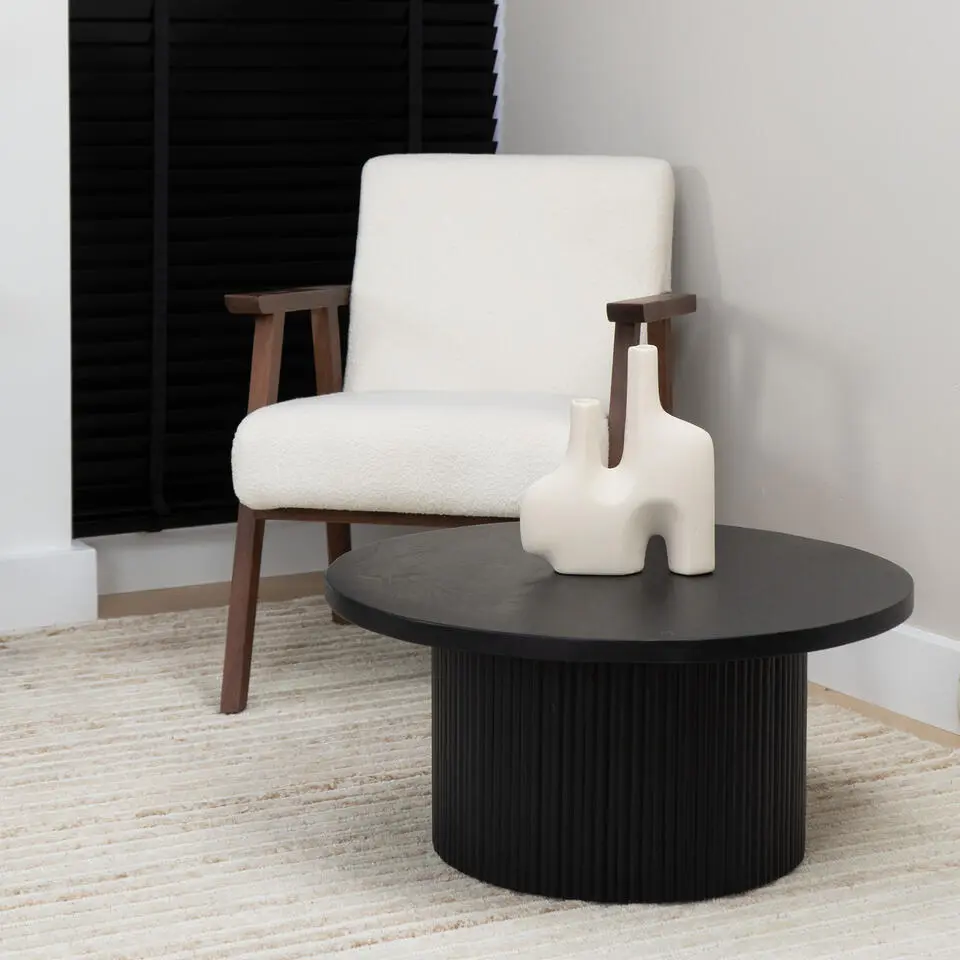 Lewis & Loft Salontafel Laila - FSC? Mangohout - Rond ?70 - Zwart