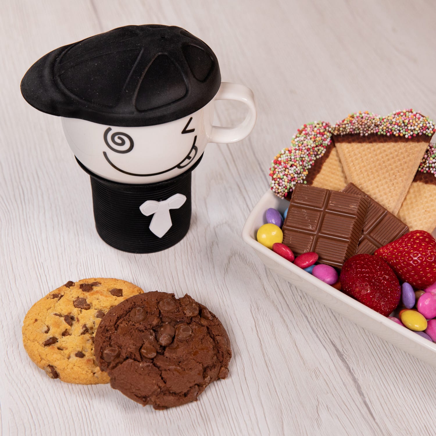 Tazza Mug con emoticon e coperchio