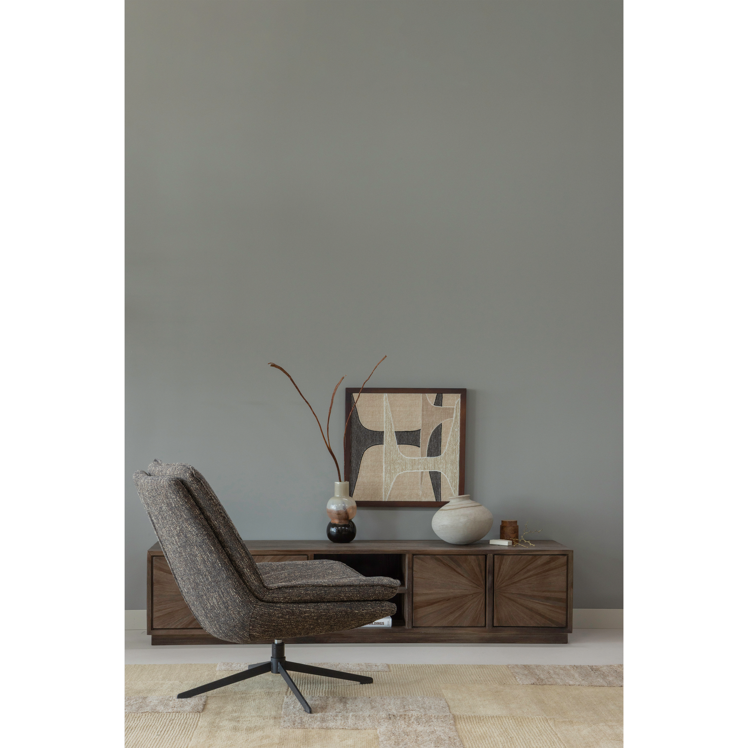 WOOOD Anno Wanddeco - Katoen Hout - Naturel Bruin - 90x60x10