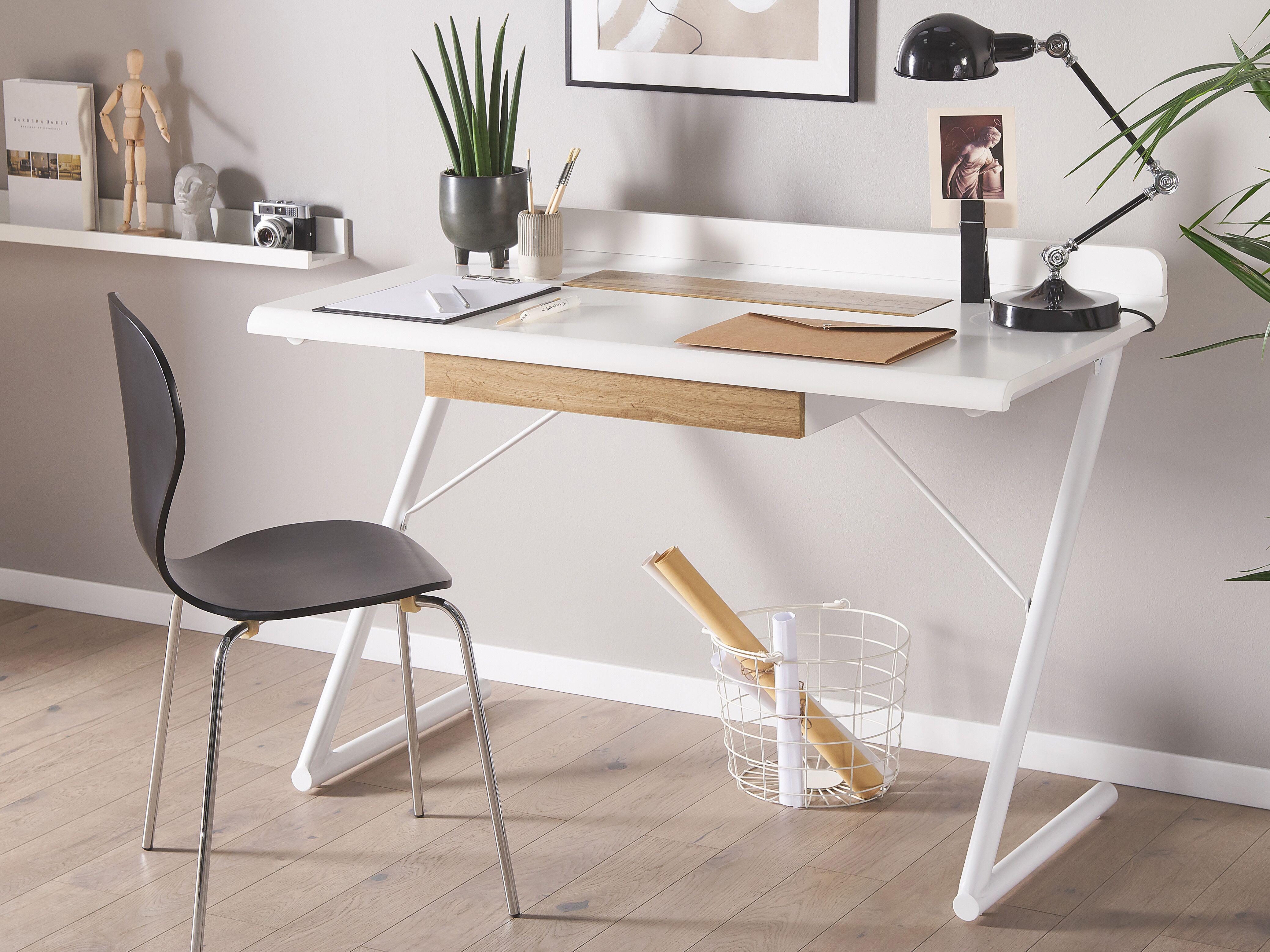 Home Office Desk FOCUS White 120 cm 60 cm with Drawers