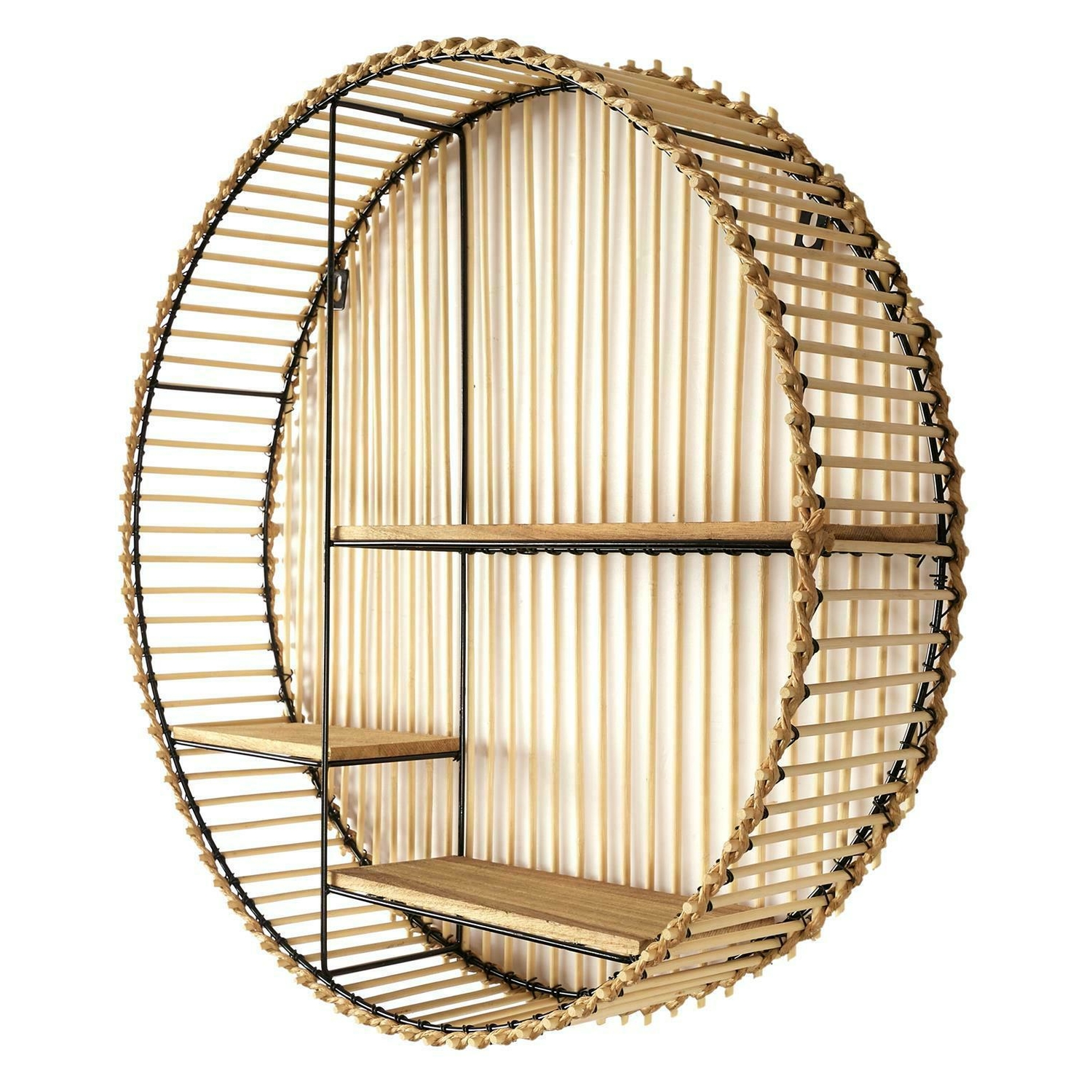 PÓŁKA Bali wisząca OKRĄGŁA styl boho RATTAN 3 PÓŁKI