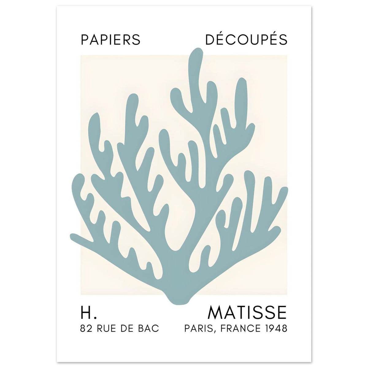 Artfulprints Poster Matisse – Coral harmony turquoise  - 50x70 cm - Turquoise