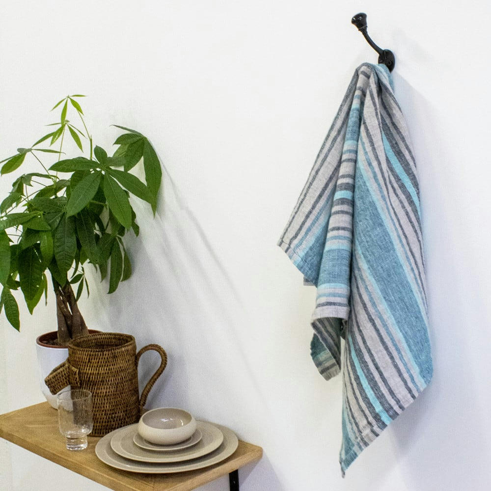 SOMBRILLA PETROLE - Torchon  pur lin gris 50x70