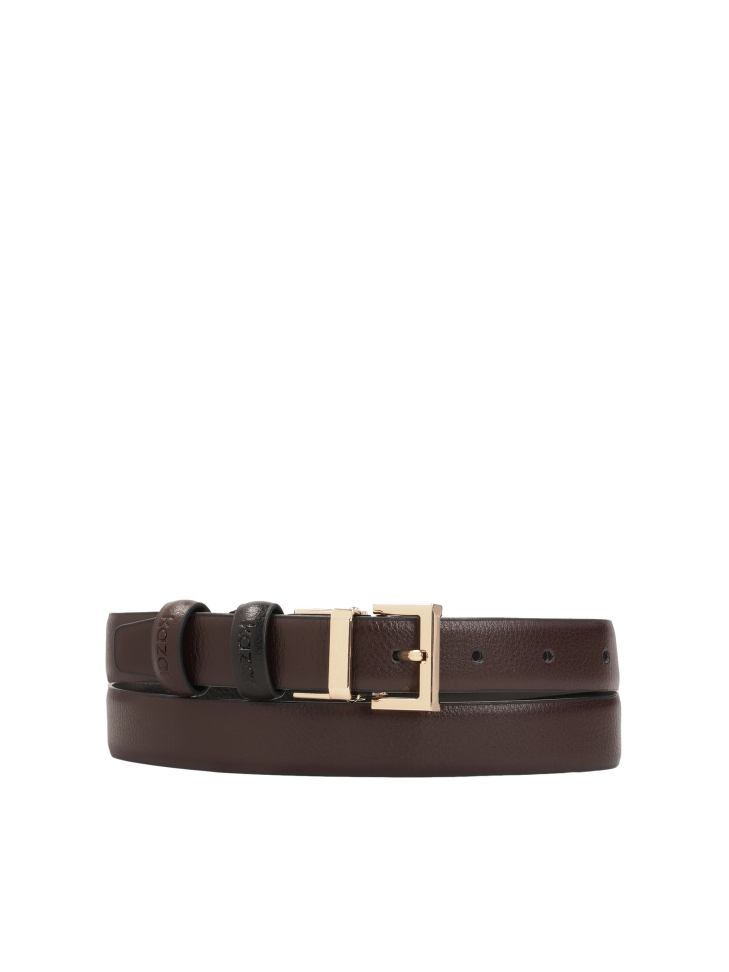 Narrow double-sided leather belt