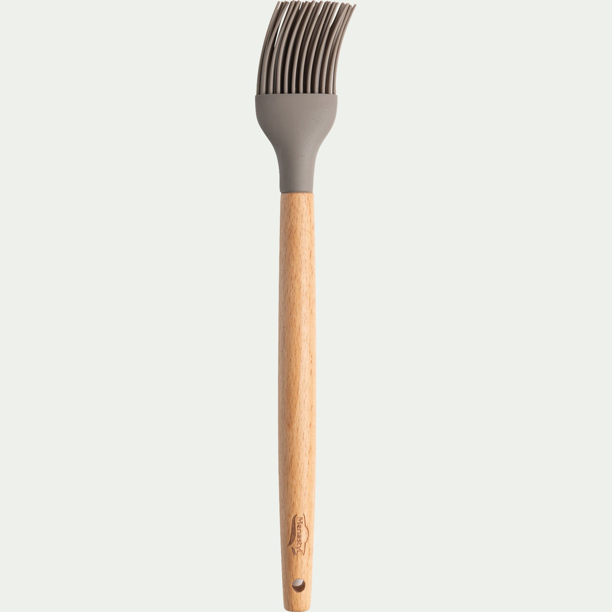 PISTOU - Pinceau de cuisine en bois et silicone - brun terre ombre