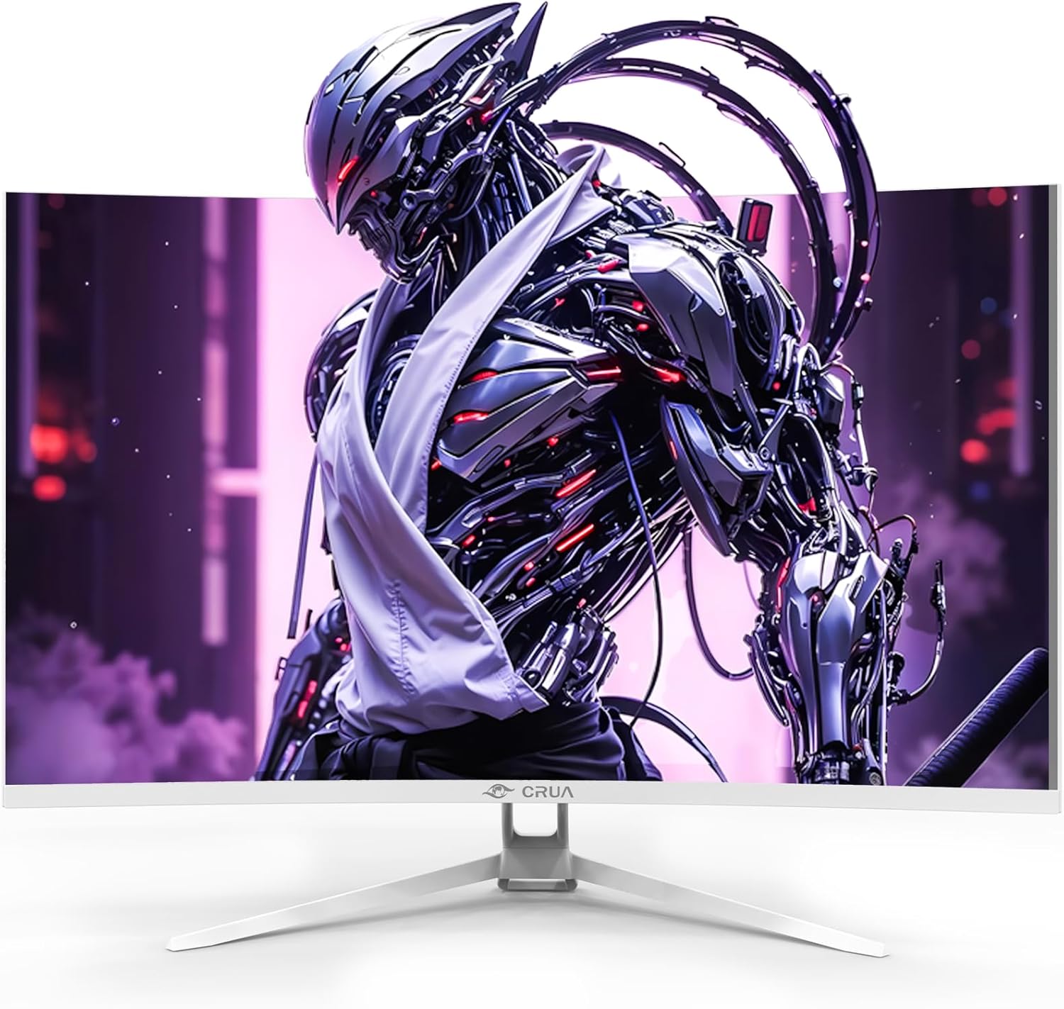 CRUA 32 Curved Gaming Monitor  144Hz/160Hz 4K UHD(3840 * 2160P) 1500R VA Screen  Supports AMD Freesync  120% sRGB  Built-in Speakers  RGB Lighting  Wall Mountable Installs(HDMI 2.1/DP 1.4)-White