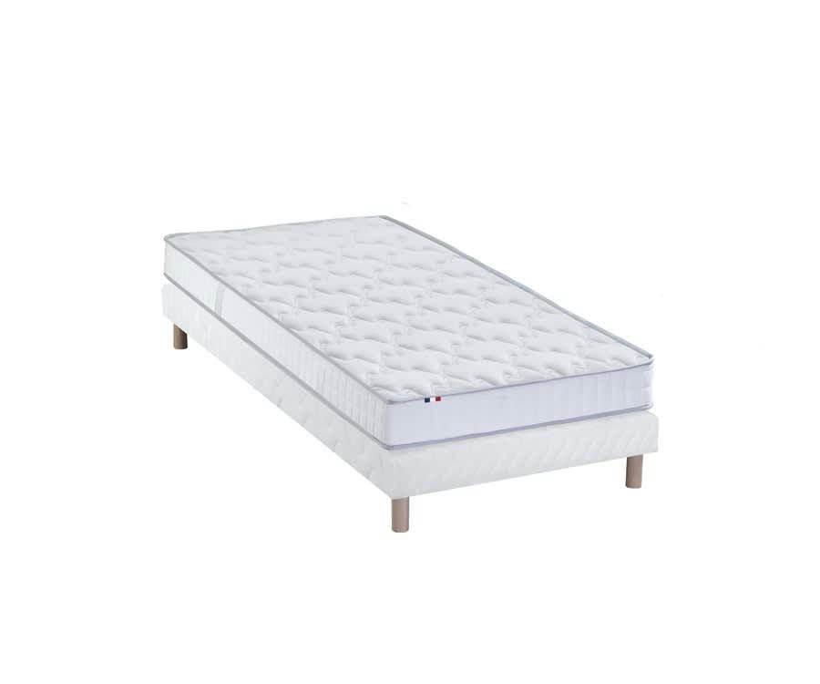 ENSEMBLE PURE - Ensemble matelas 100% latex 3 zones sommier blanc 90x190