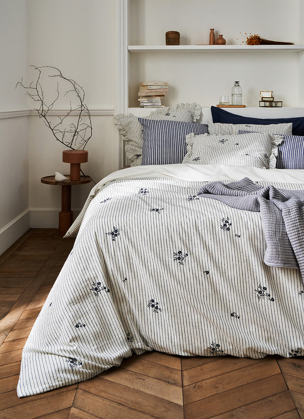 HOUSSE DE COUETTE EN MÉTIS Bleu GRISE