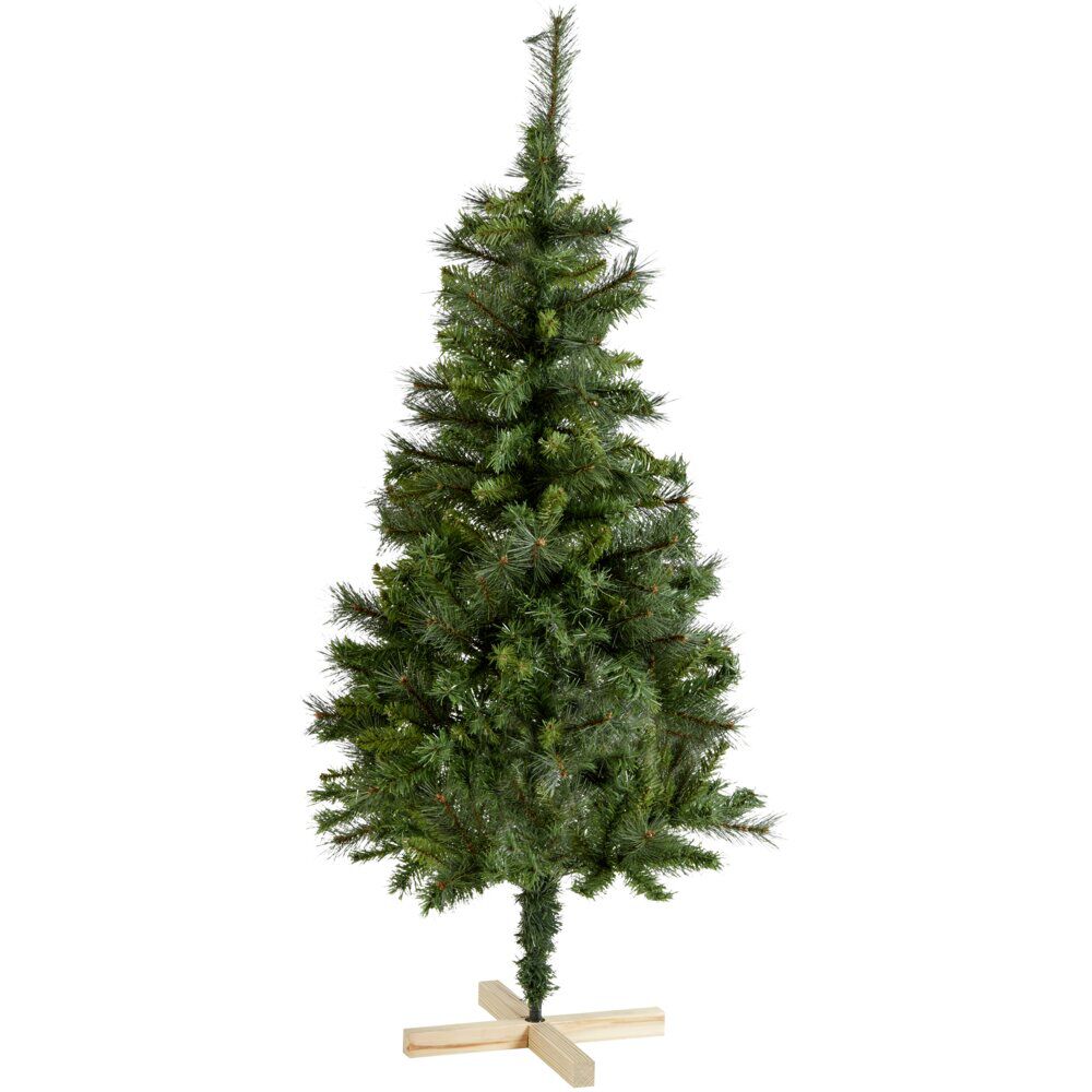 Sapin de No&euml;l artificiel pied bois H150 cm 288 branches vert
