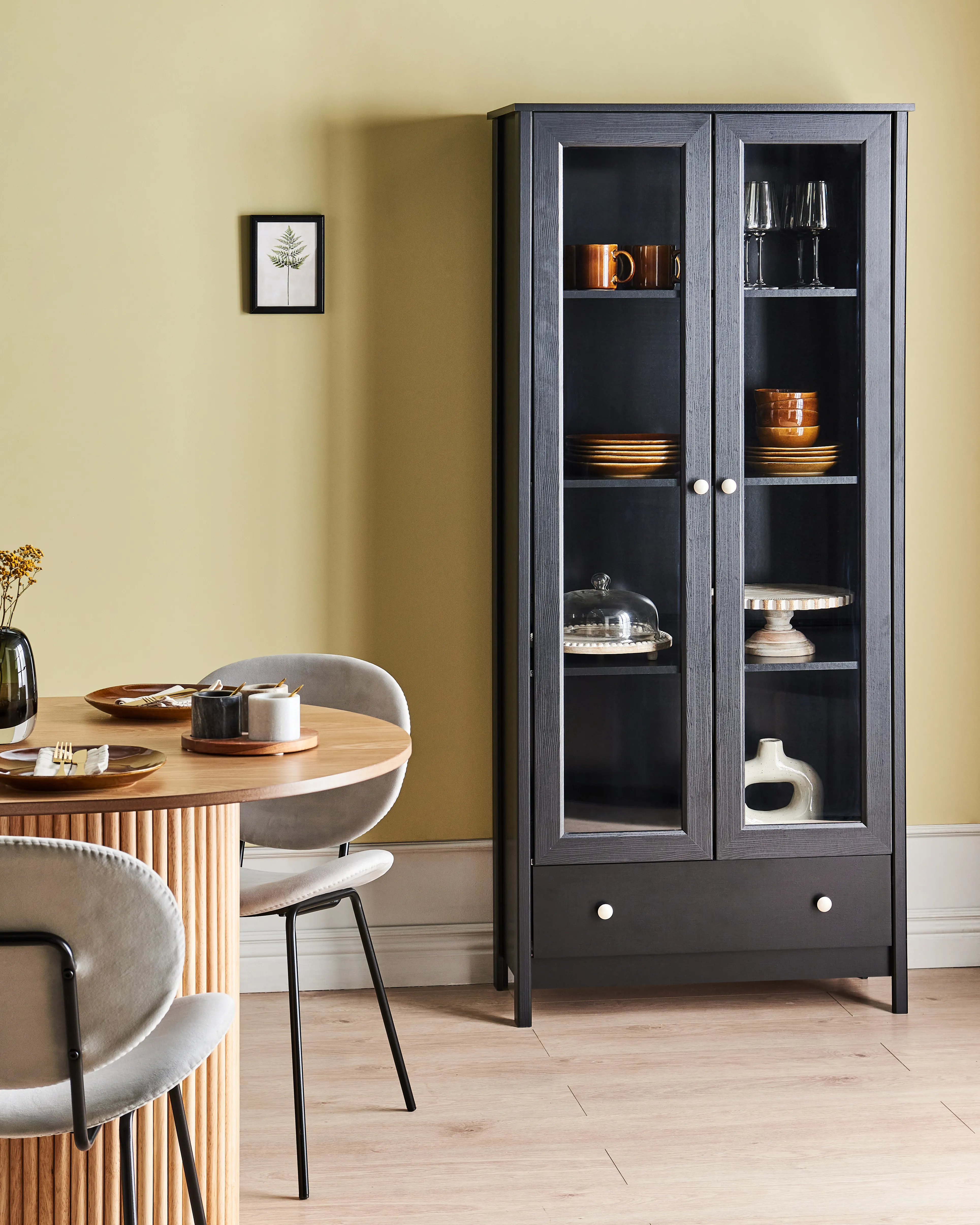 Glass Display Cabinet NORNALUP 80 cm Black