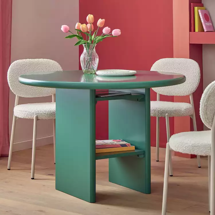 Habitat Geller Solid Wood 4 Seater Dining Table - Green