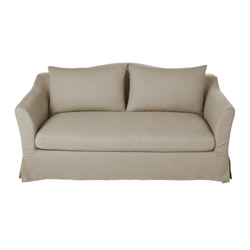 Anaelle - Canapé 2 places en lin beige ficelle