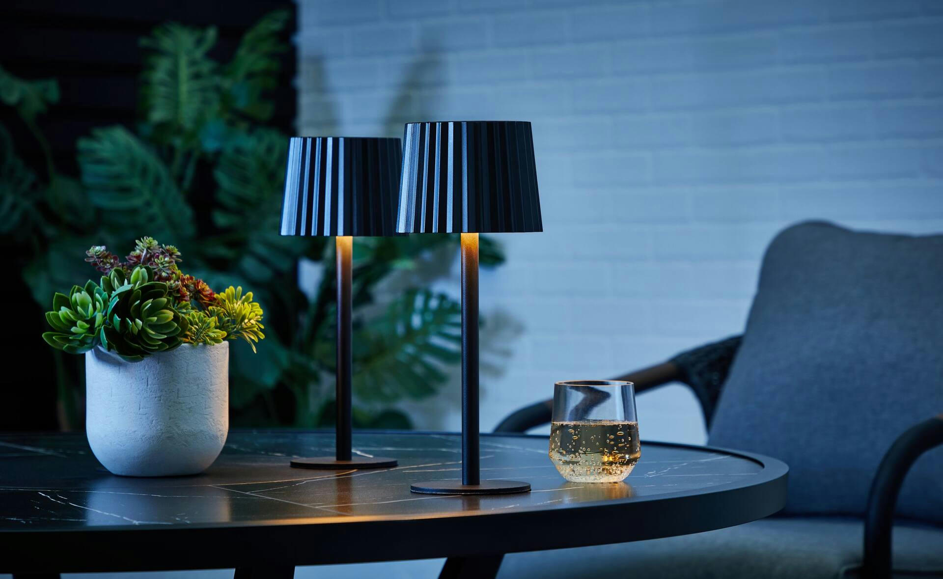 CANVAS Raven LED Outdoor Table Lamp Set, Matte Black, 2-pc