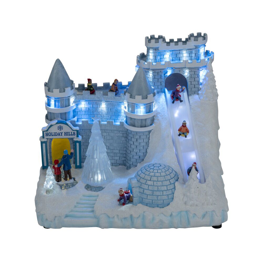 Château de No&euml;l lumineux musical avec personnage en mouvement 31x22xH26cm