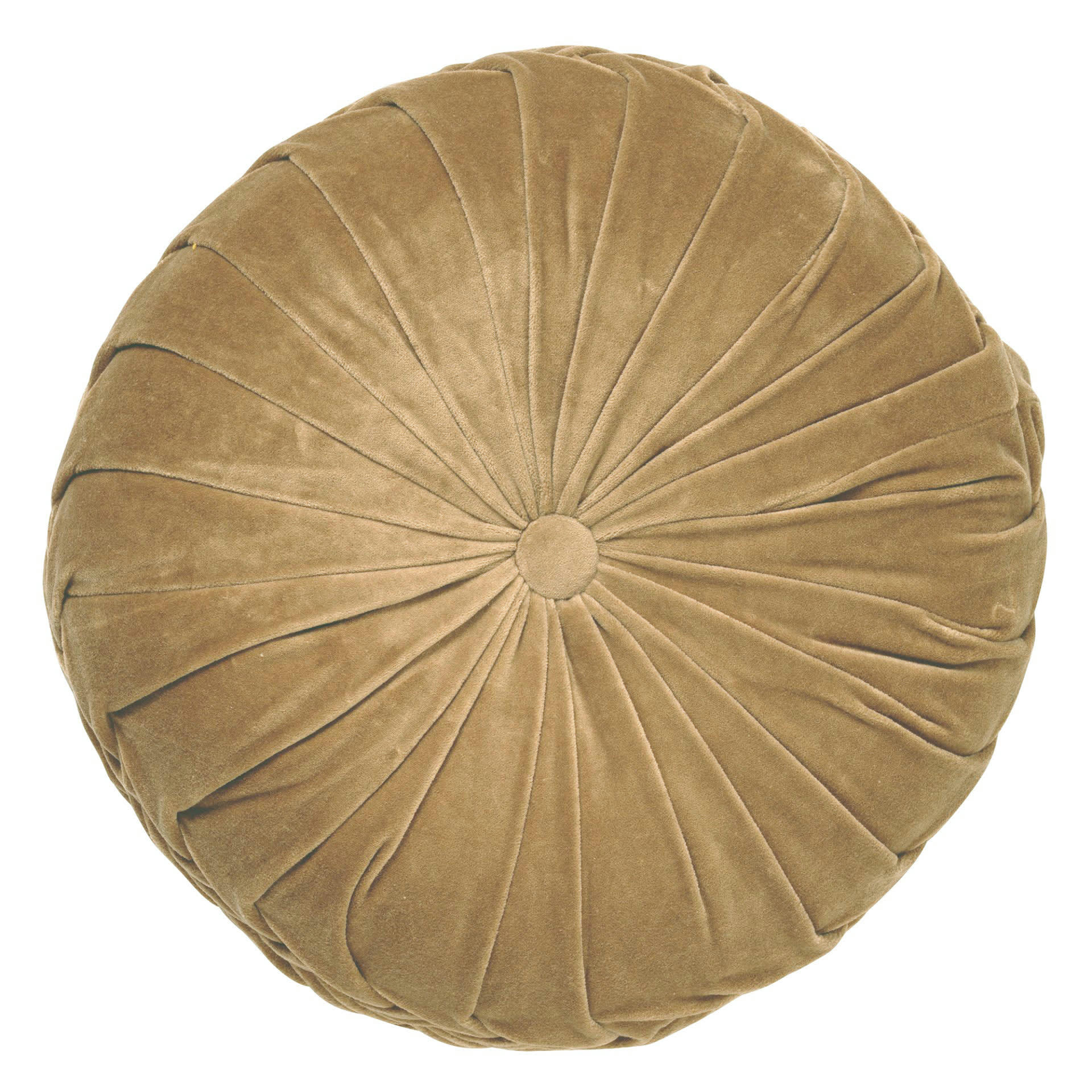 KAJA - Coussin rond marron en velours 40 cm uni