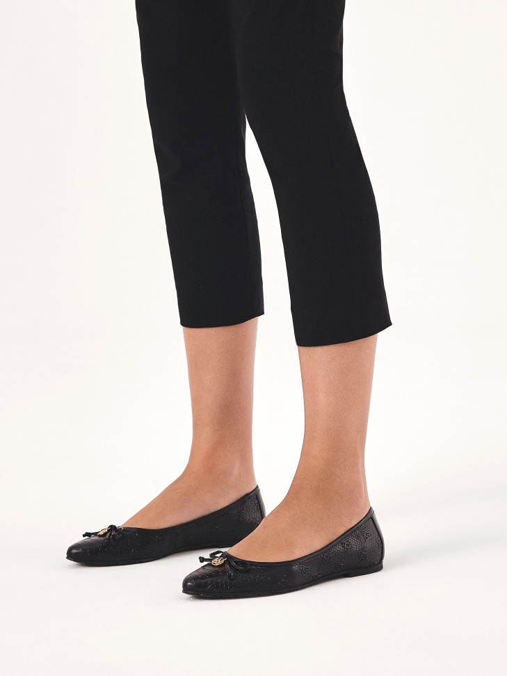 Black ballerinas with embossed pattern
