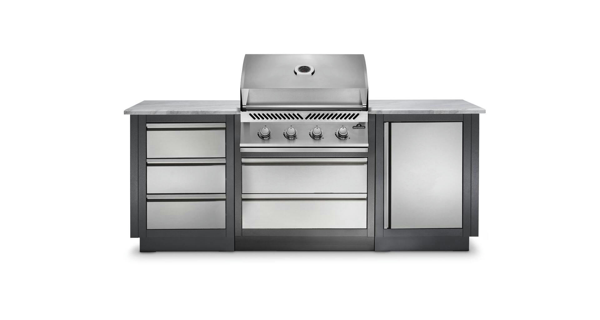 Napoleon OASIS™ 100 Outdoor Stainless Steel Modular Kitchen Kit with a Full-Sized, 500 Series 32-inch Natural Gas Grill Head