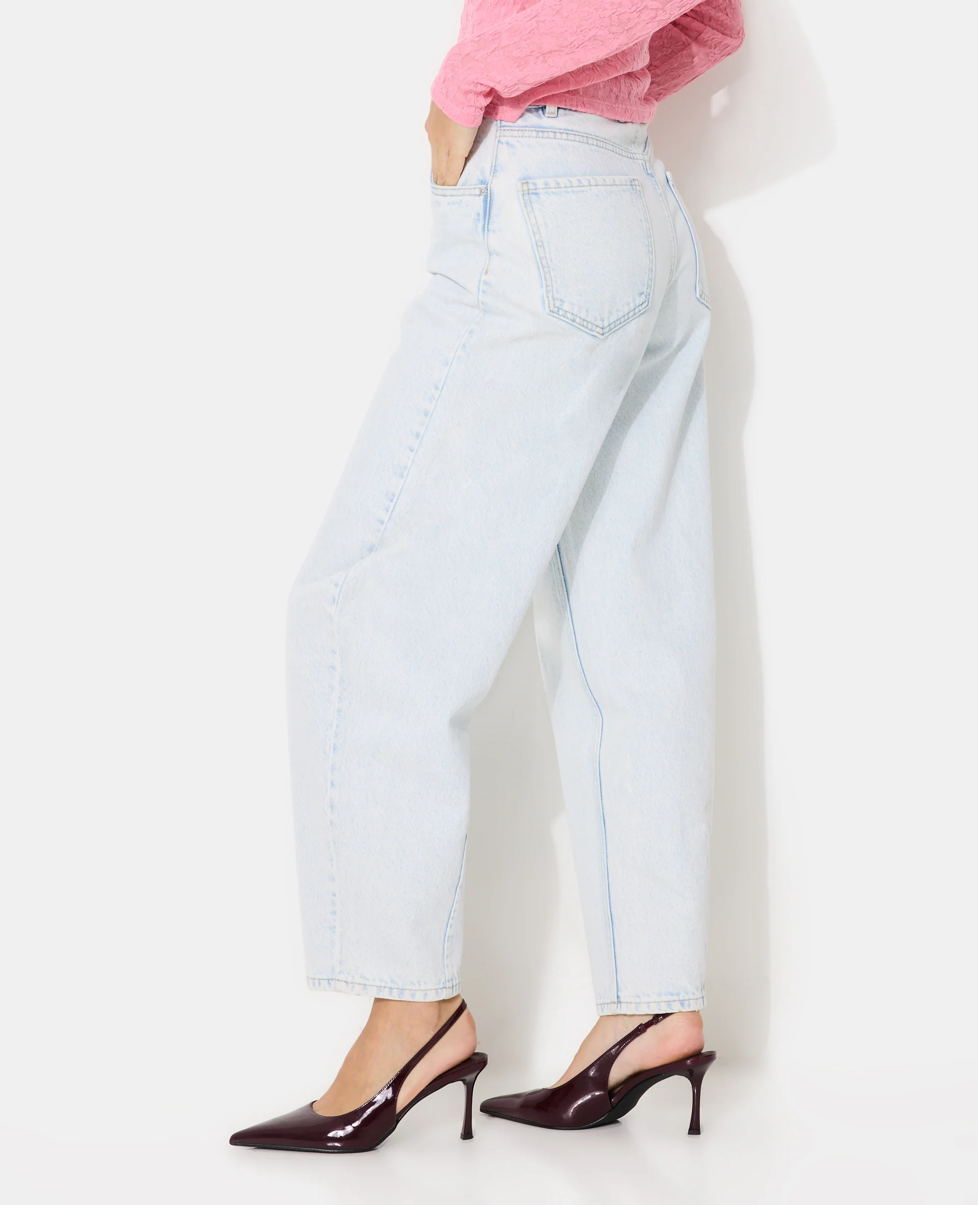 Jean barrel taille haute