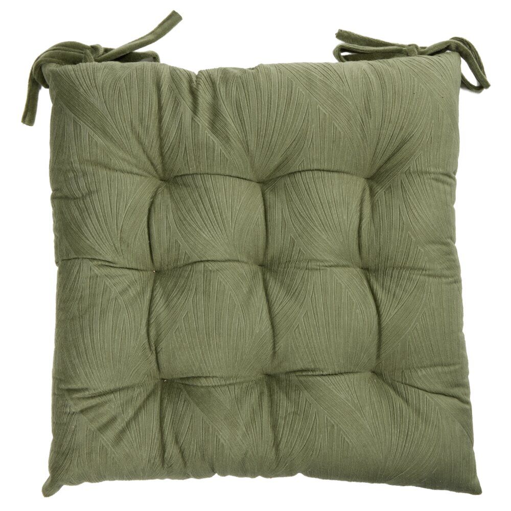 Galette de chaise carrée velours embossé 9 points polyester uni (3 modèles)