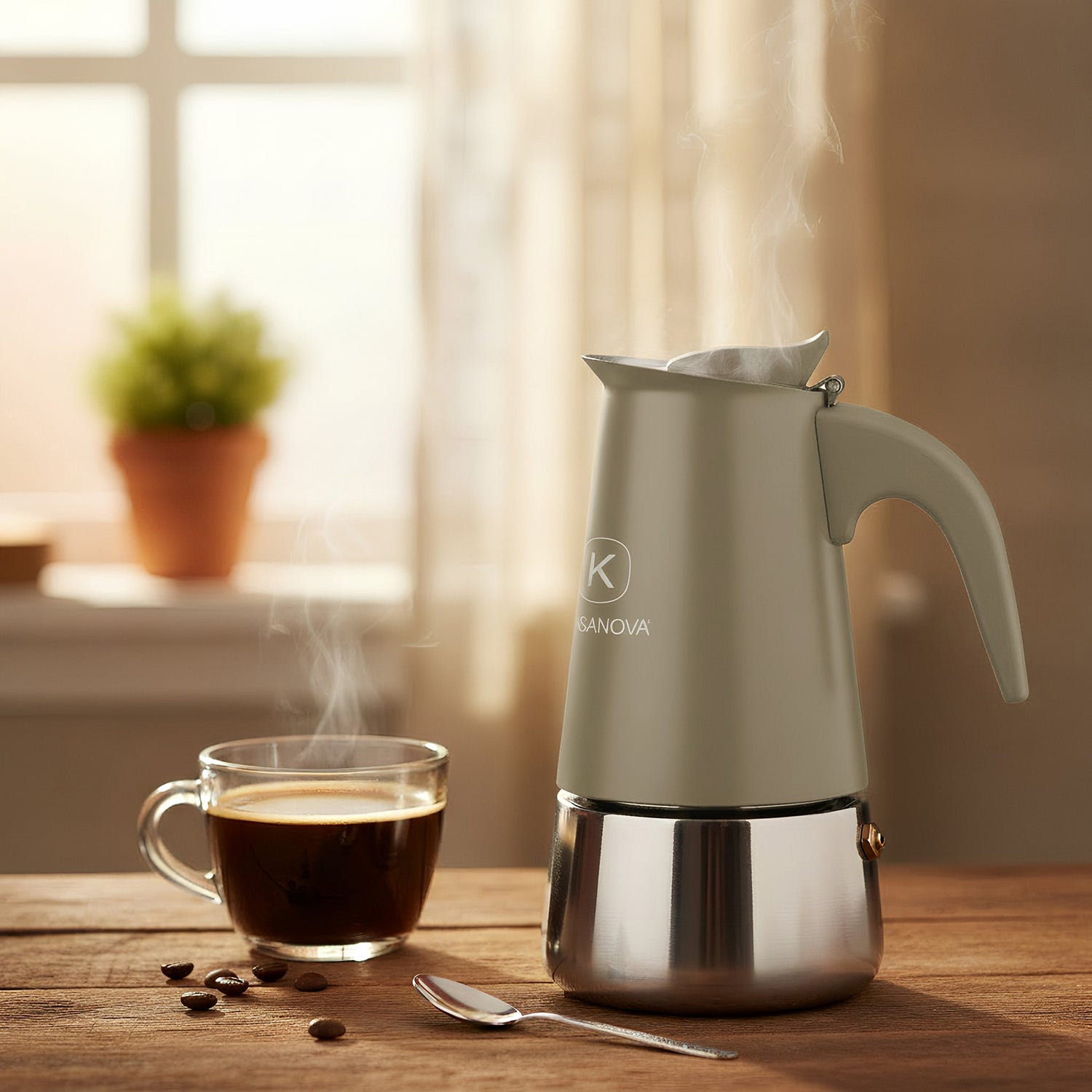 Caffettiera induzione 2 tazze taupe